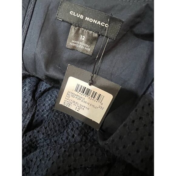 CLUB MONACO NWT Belted Puff Sleeve Eyelet Romper navy blue size 12 MSRP $ 199 - Picture 5 of 5